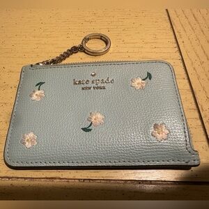 Kate Spade Light Blue Floral Keychain Wallet